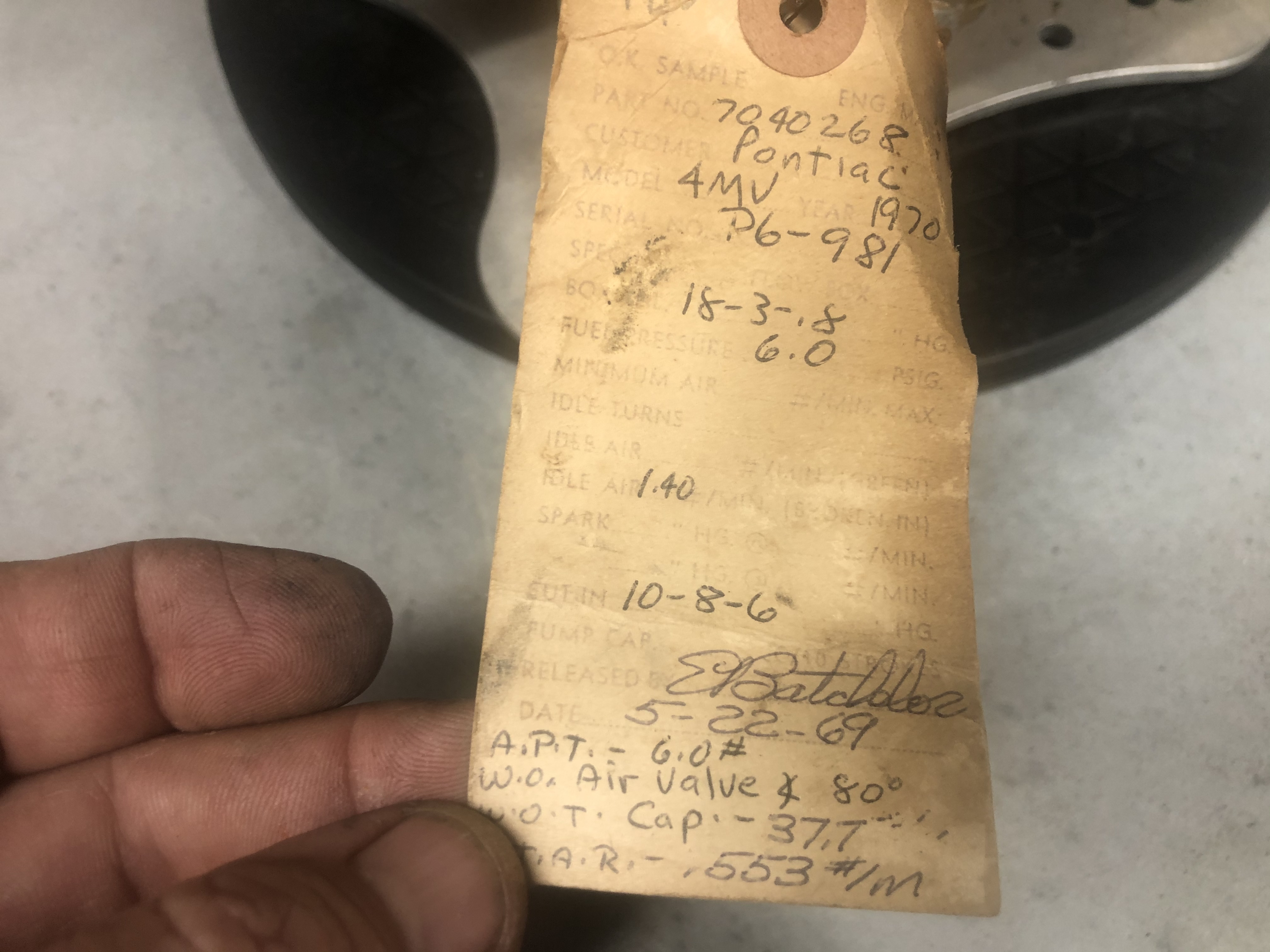 Pontiac 1970 455 7040268 ENGINEERING MASTER - Quadrajet Power Store