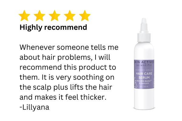 5 Star Review for Skin Actives Hair Care Serum, - Highly Recommend