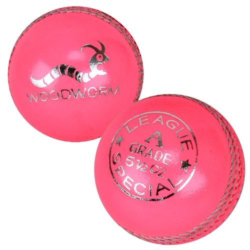6 x Woodworm League Special 5 1/2oz Cricket Balls, Pink