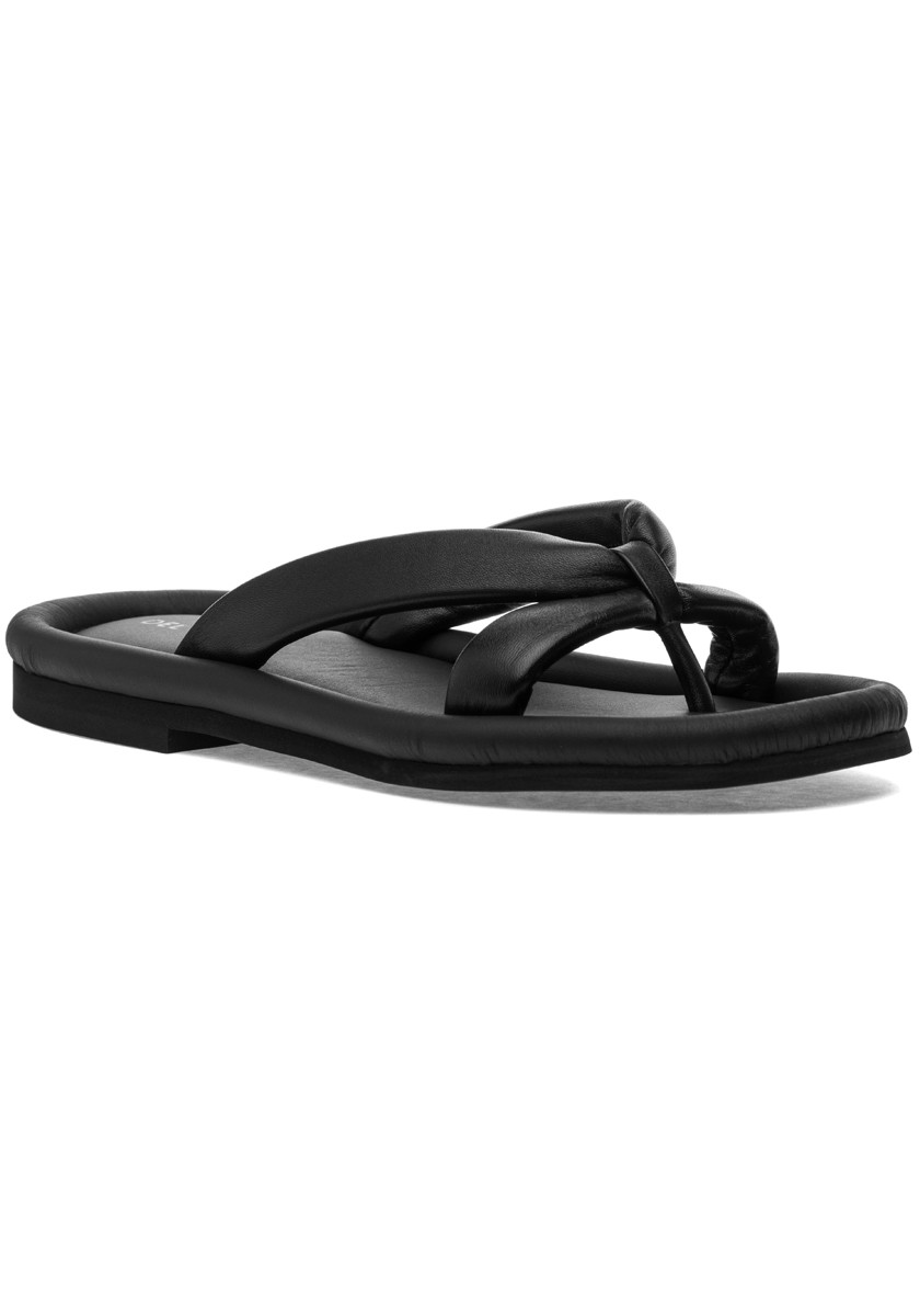 THE SANDALMAN　Model: #３ Bullhide Leather Del Carlo Fluffy 11313 Sandal Black Leather