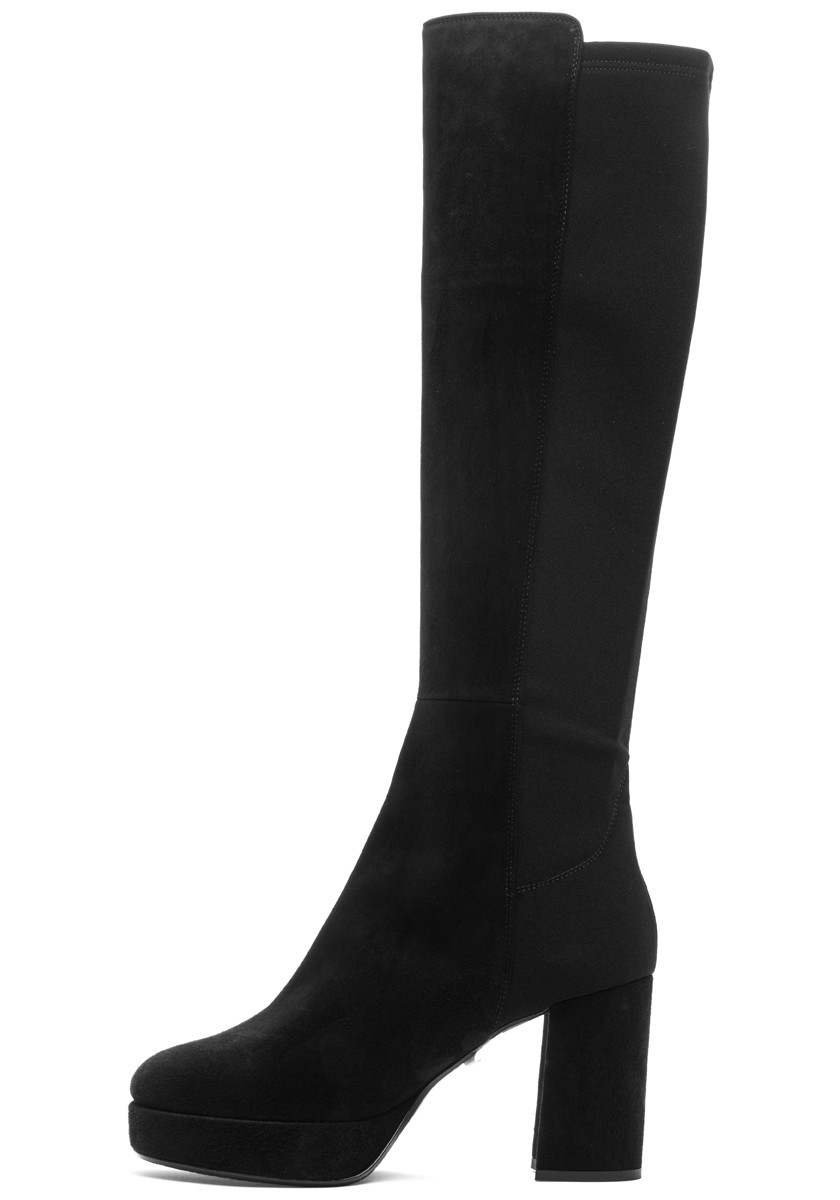 Bottes HK By Heidi Klum Miley Taille 6.5 Femme - Suède Noir, Talon Moyen, Neuves Sans Boîte