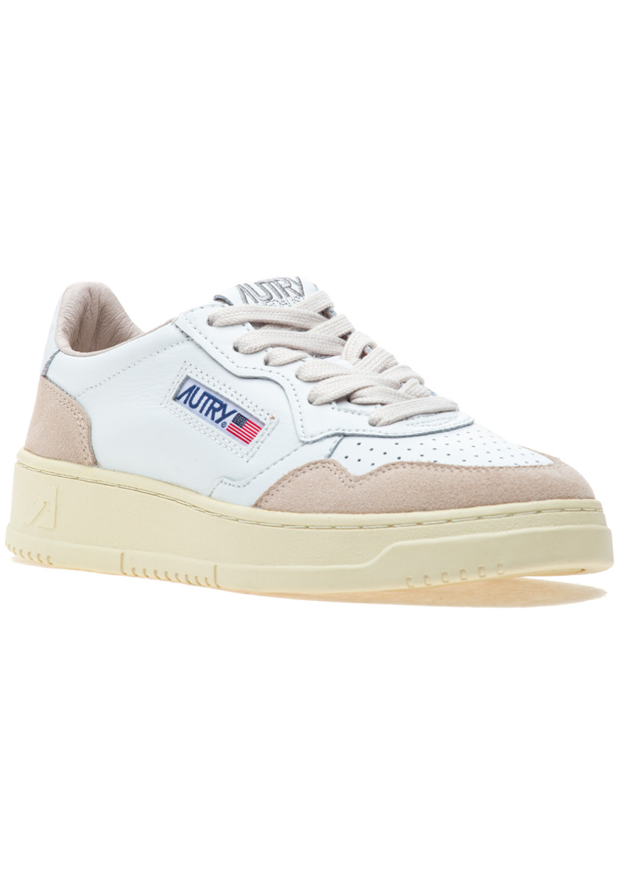 Autry Medalist Low Sneaker White Leather/Beige Suede