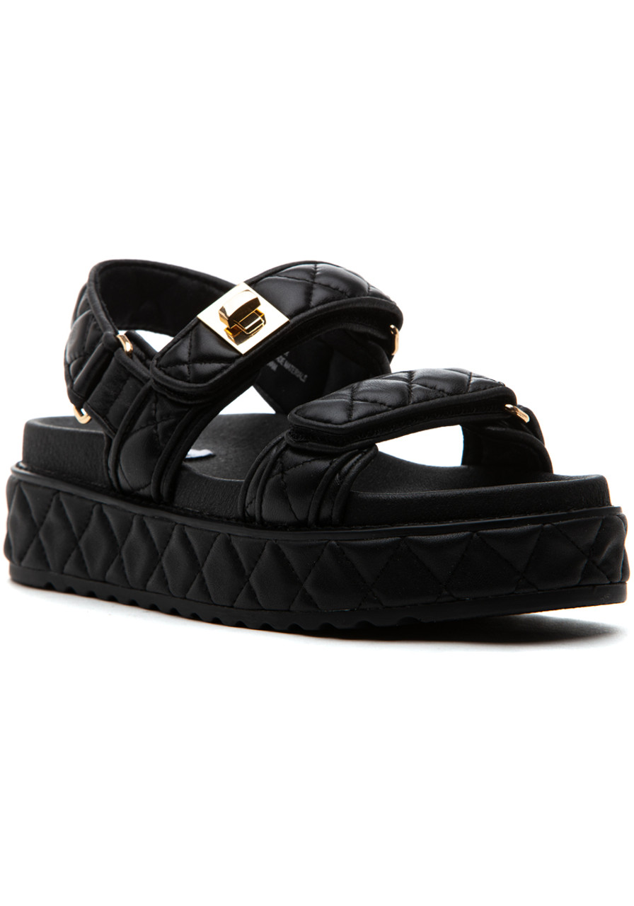 Steve Madden Bigmona Sandal Black Quilted Leather