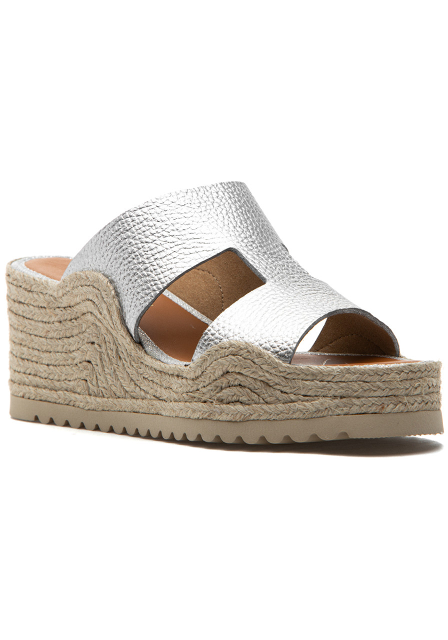275 Central Christie Espadrille Wedge Silver Leather
