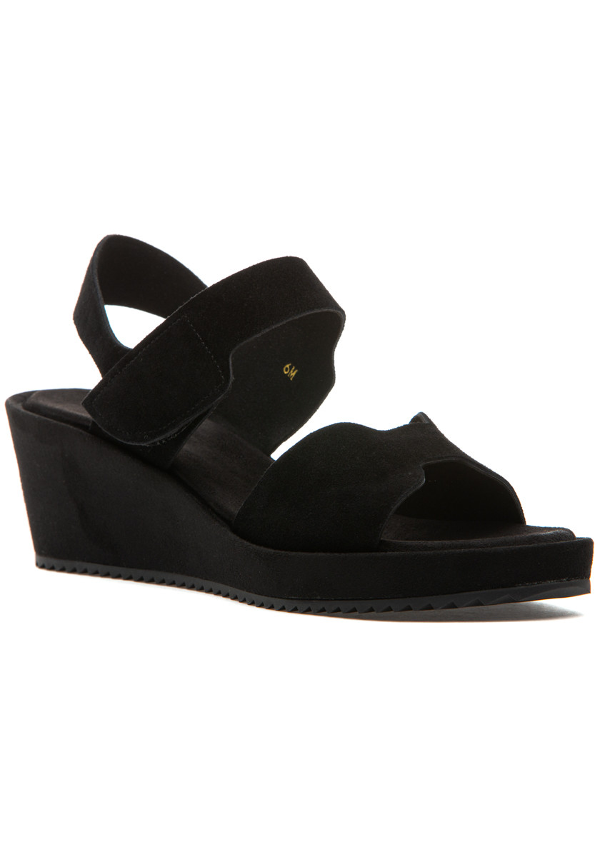 Jildor Candid Sandal Wedge Black Suede
