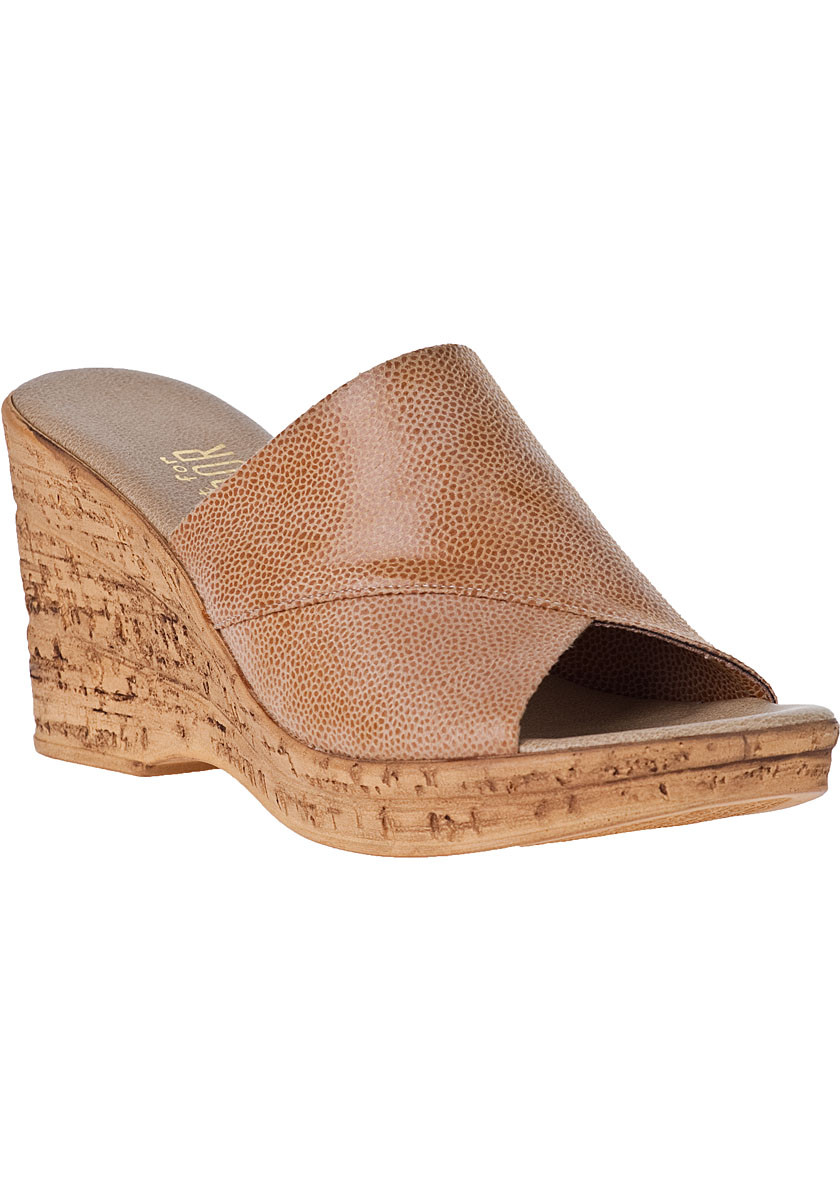 Onex for Jildor Christina Wedge Sandal Beige Leather