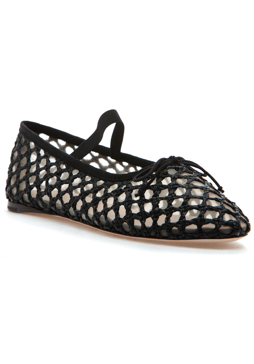 Loeffler Randall Leonie Mary Jane Flat Black Raffia