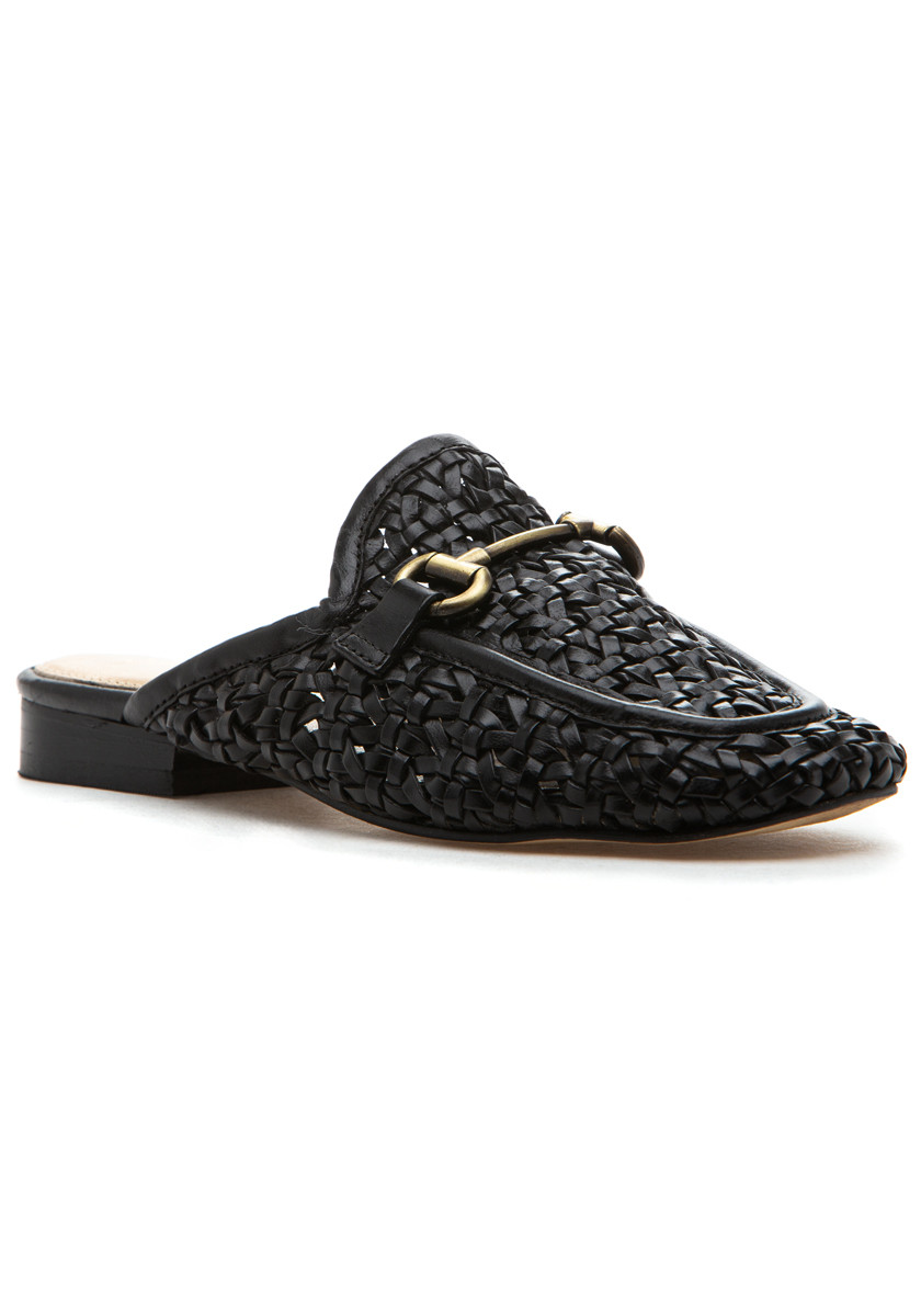 Silent D Cora Mule Black Woven Leather
