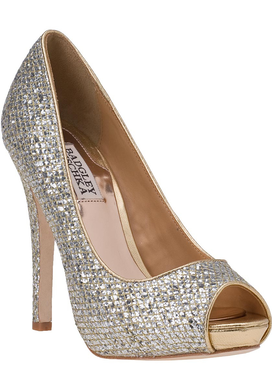 badgley mischka silver shoes