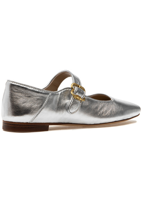 Sam Edelman Michaela Mary Jane Flat Silver Leather
