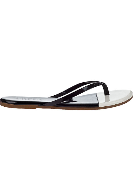 black patent flip flop sandals