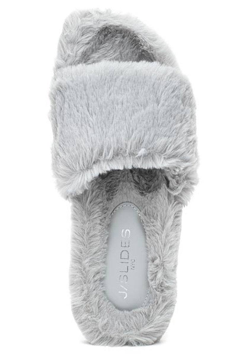 grey fluffy slides