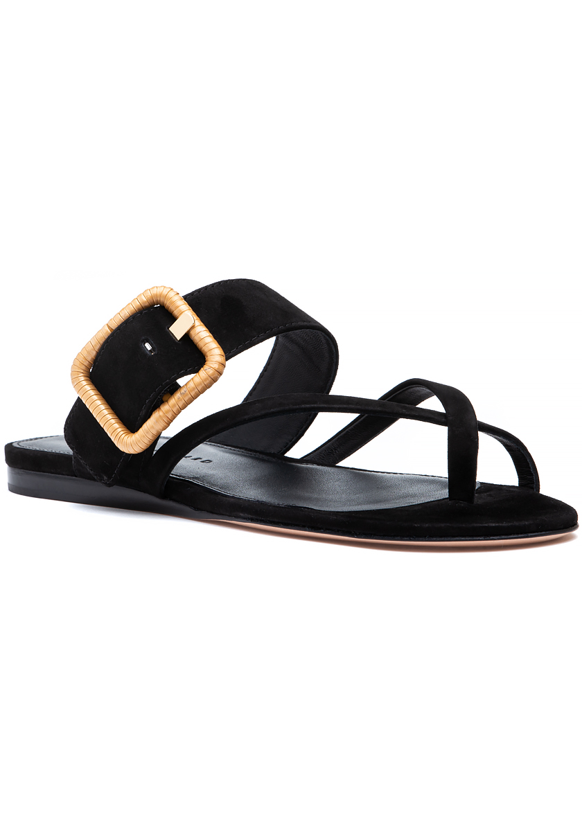 Women's Colorful Stud Embellished Flat Sandals, Summer Casual Style Black  Suede Slides | SHEIN USA