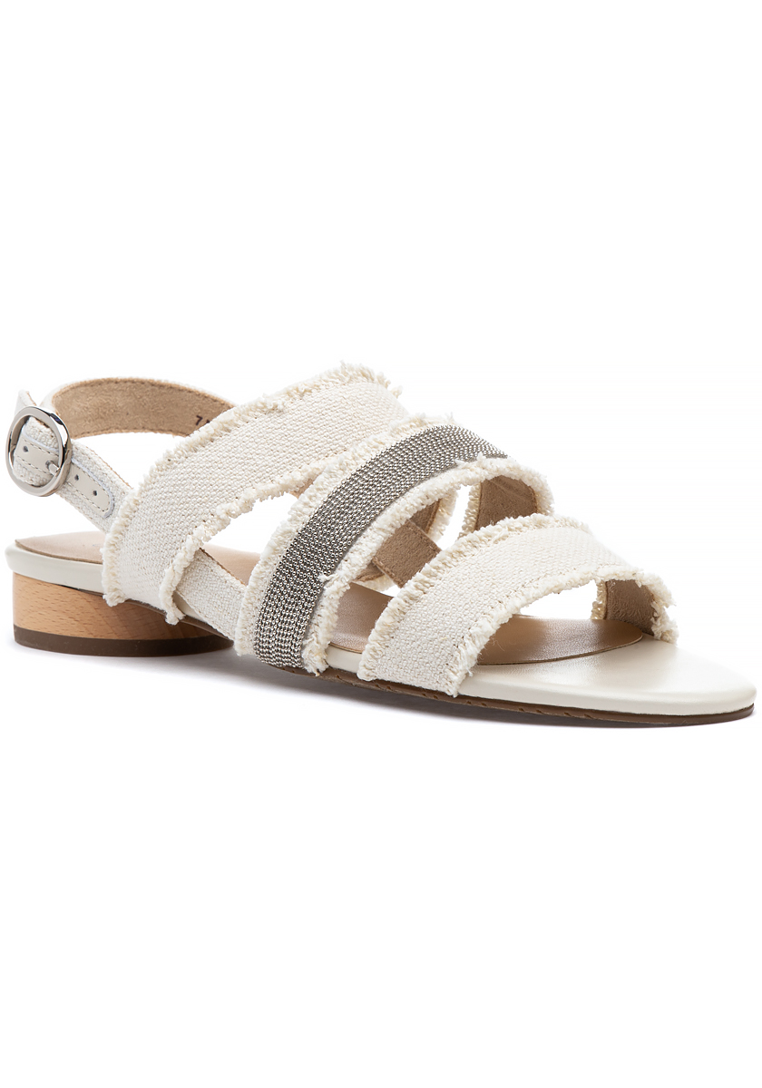 Jildor Beau Sandal White Canvas