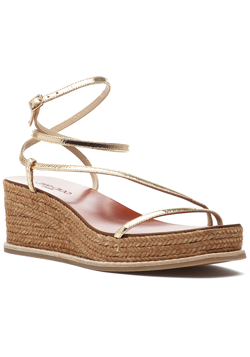 Jimmy Choo Drive 60 Espadrille Wedge Gold