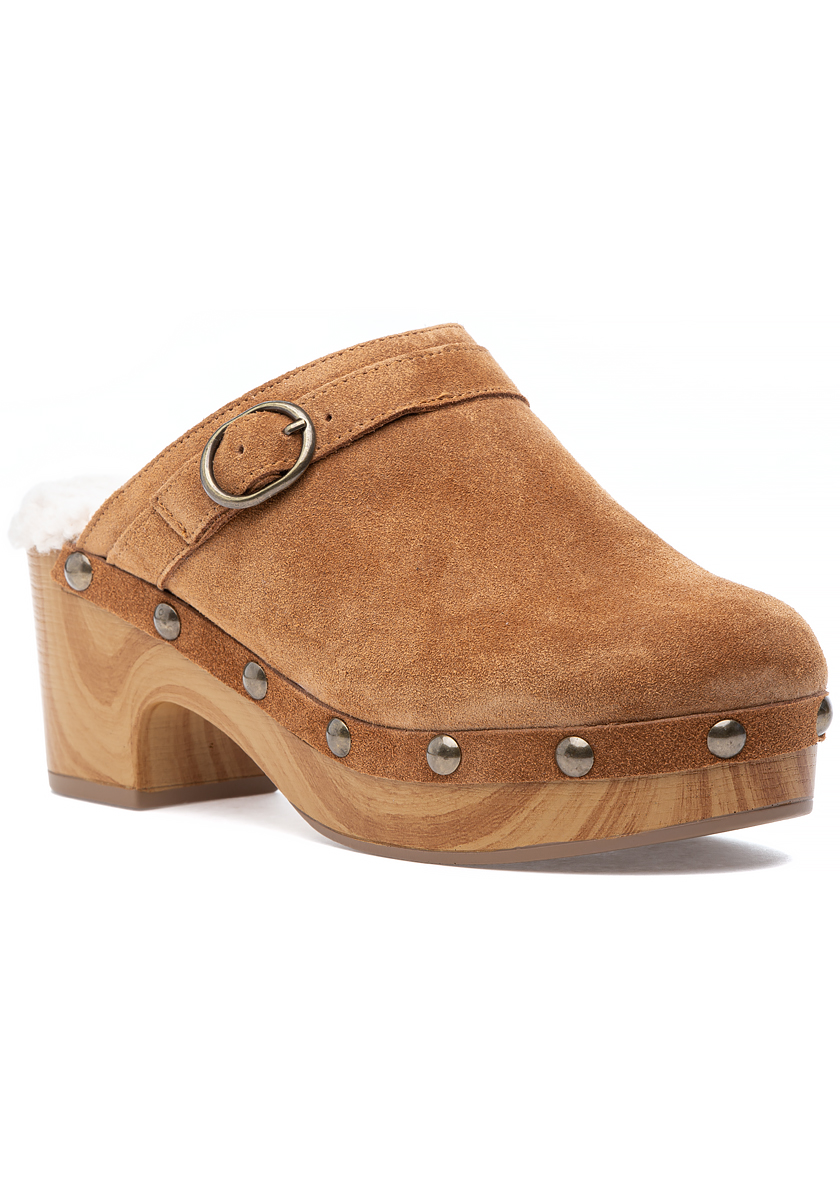 Brown hot sale suede clogs