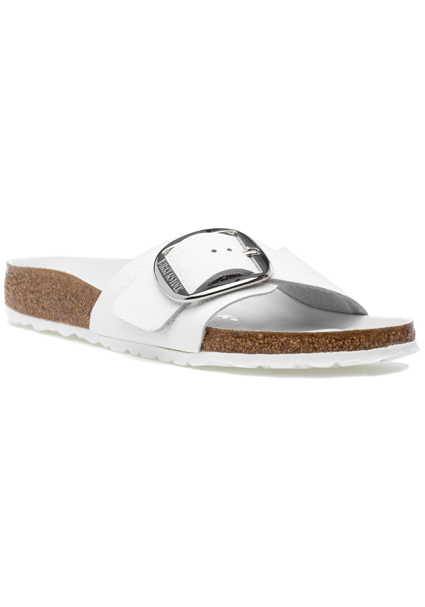 Madrid Big Buckle Sandal White Leather