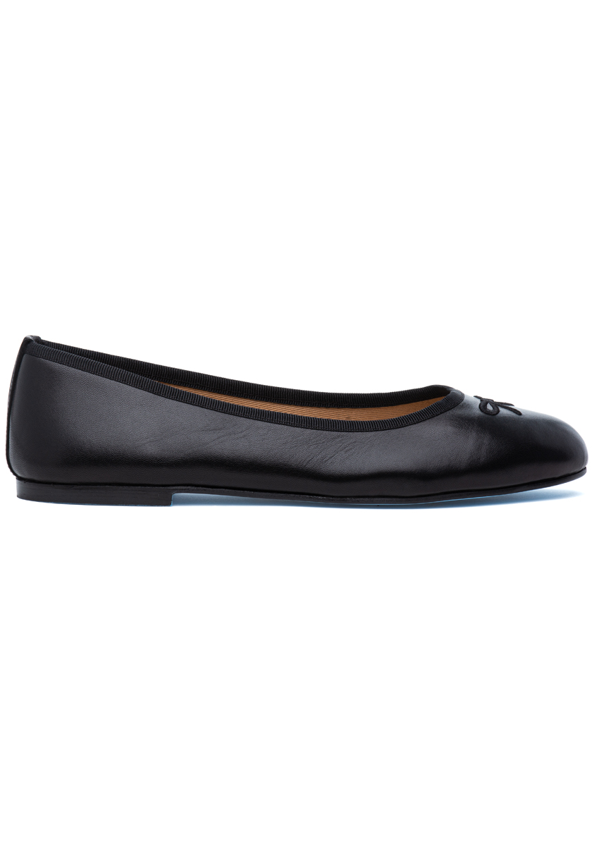 French Sole Kathy Flat Black Leather