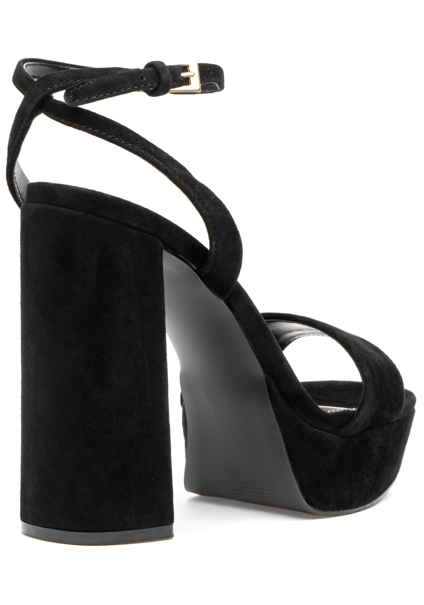 LESSA Black Suede Platform Block Heel