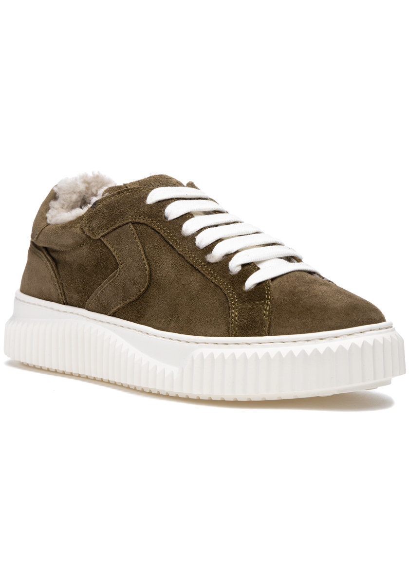 Voile Blanche Lipari Fur Sneaker Taupe Suede