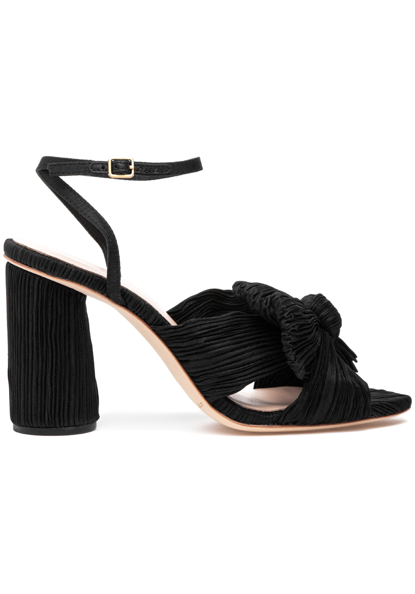 サンダル・ミュール Emilia Sandals - Loeffler Randall - Black - Leather Emilia Black Pleated Bow Heel | Heeled Sandals | Footwear