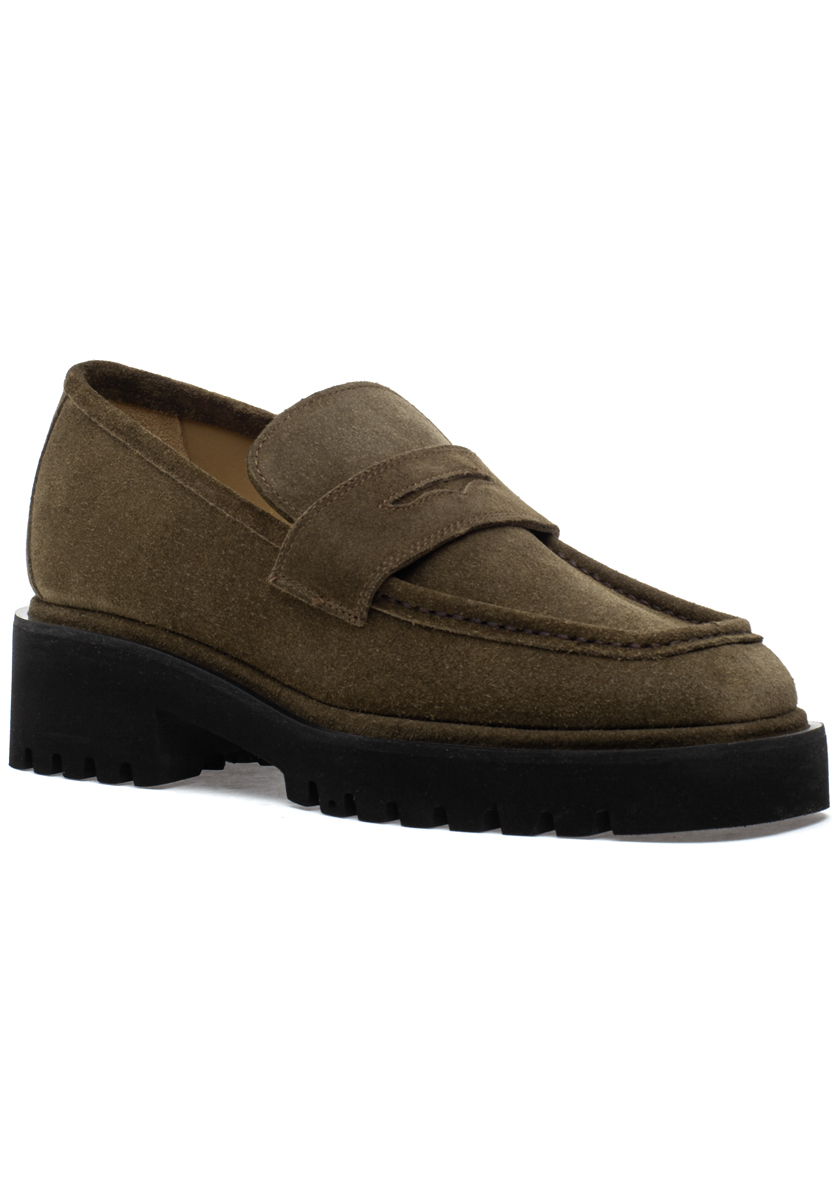 275 Central Penny Loafer Olive Suede