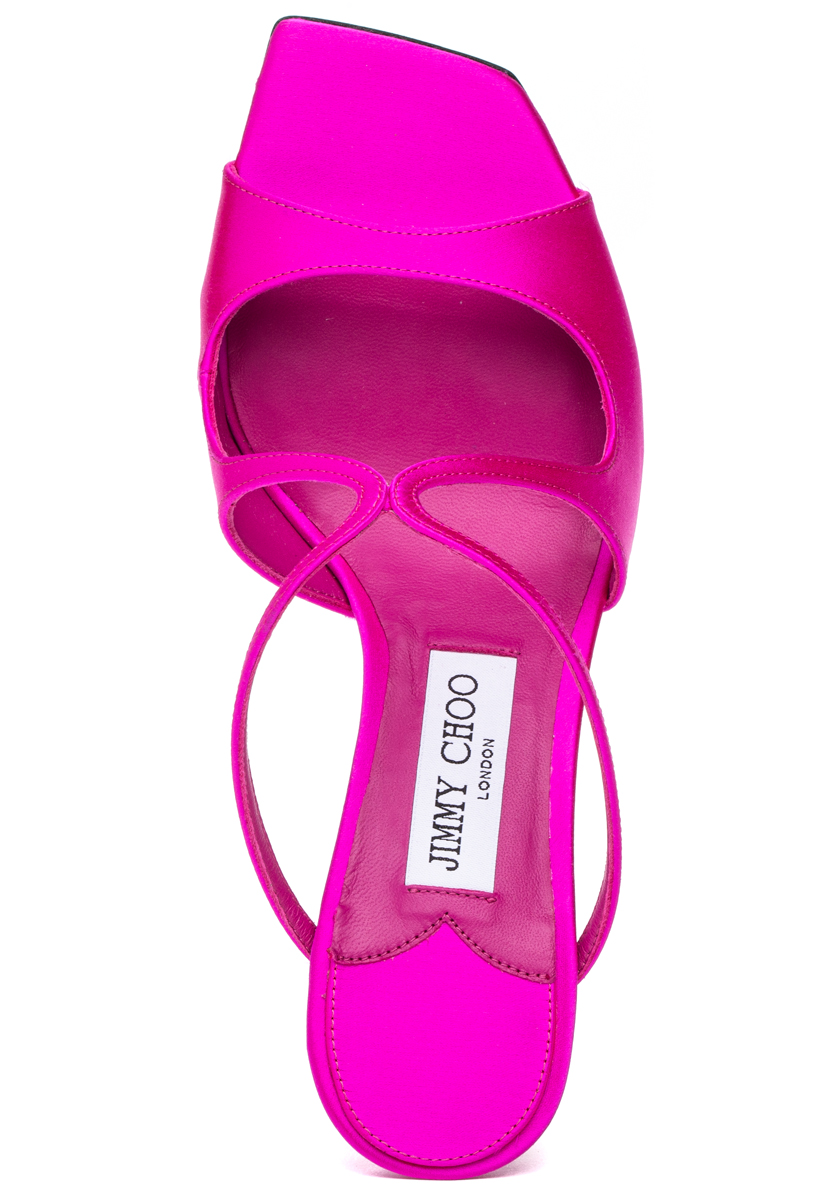 サンダル・ミュール JIMMY CHOO Women Sandals AMARA85IWP FUCHSIAWHITE PINK Jimmy Choo Ankle Strap Sandals Fuchsia Leather Size 37