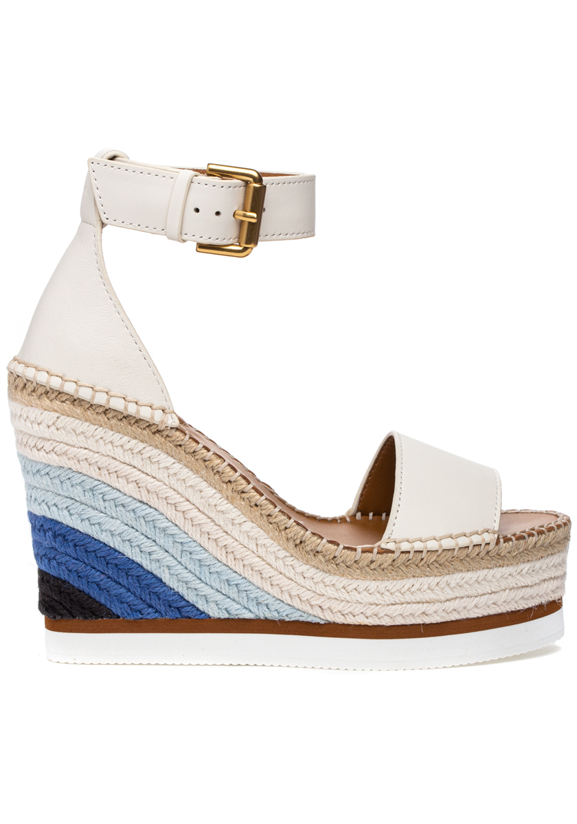 See by Chloe Glyn Espadrille Wedge White Rainbow Blue