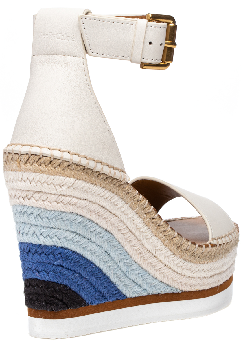 See by Chloe Glyn Espadrille Wedge White Rainbow Blue