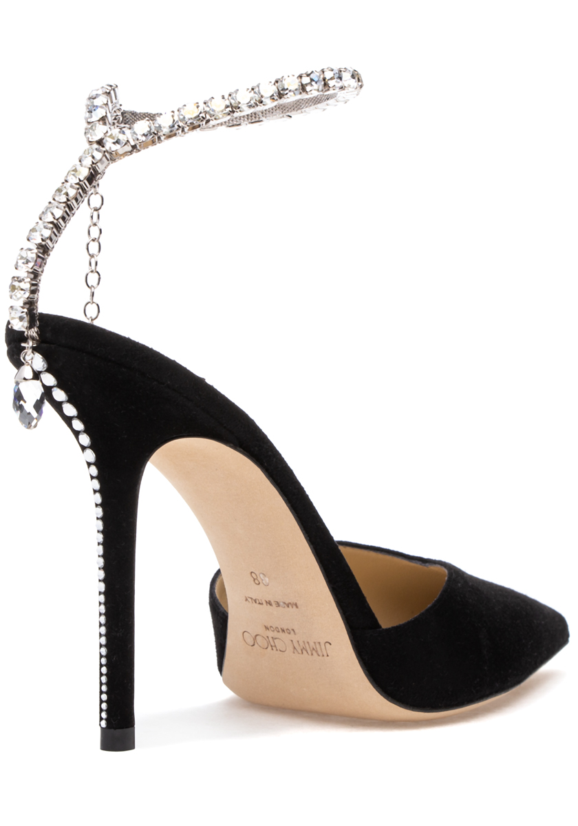 Jimmy Choo - Saeda 100mm Pumps - Women - Calf Leather/Goat Skin/Crystal/Glitter - 35 - White