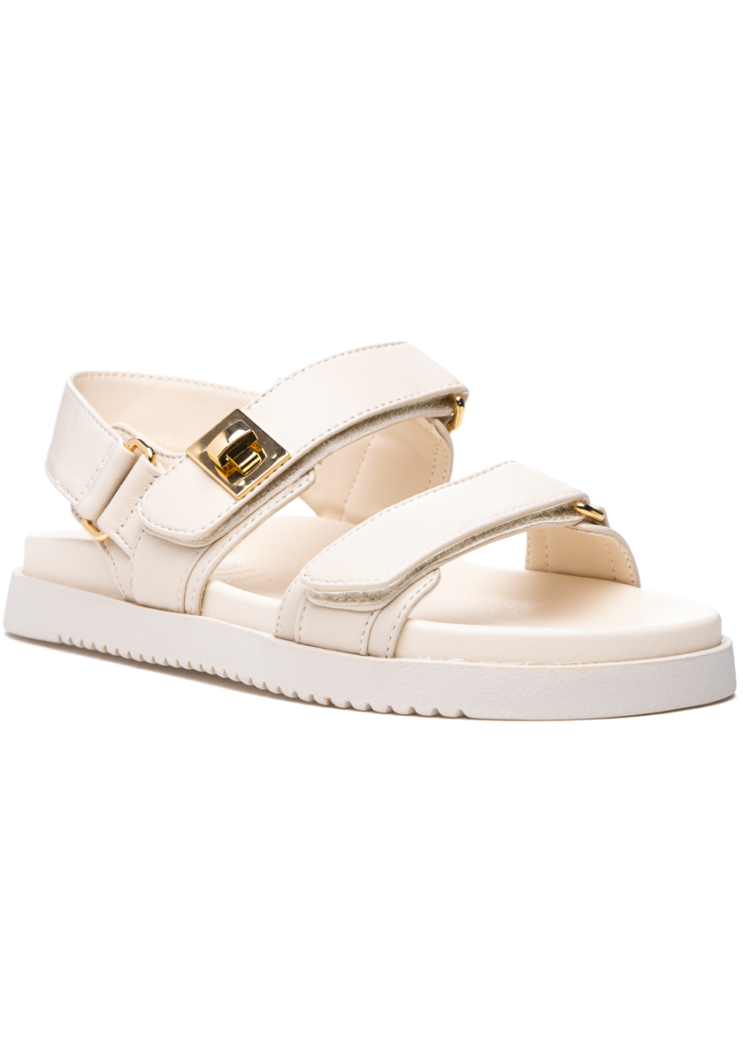 HADYN White Leather Sandal | Women's Designer Sandals – Steve Madden