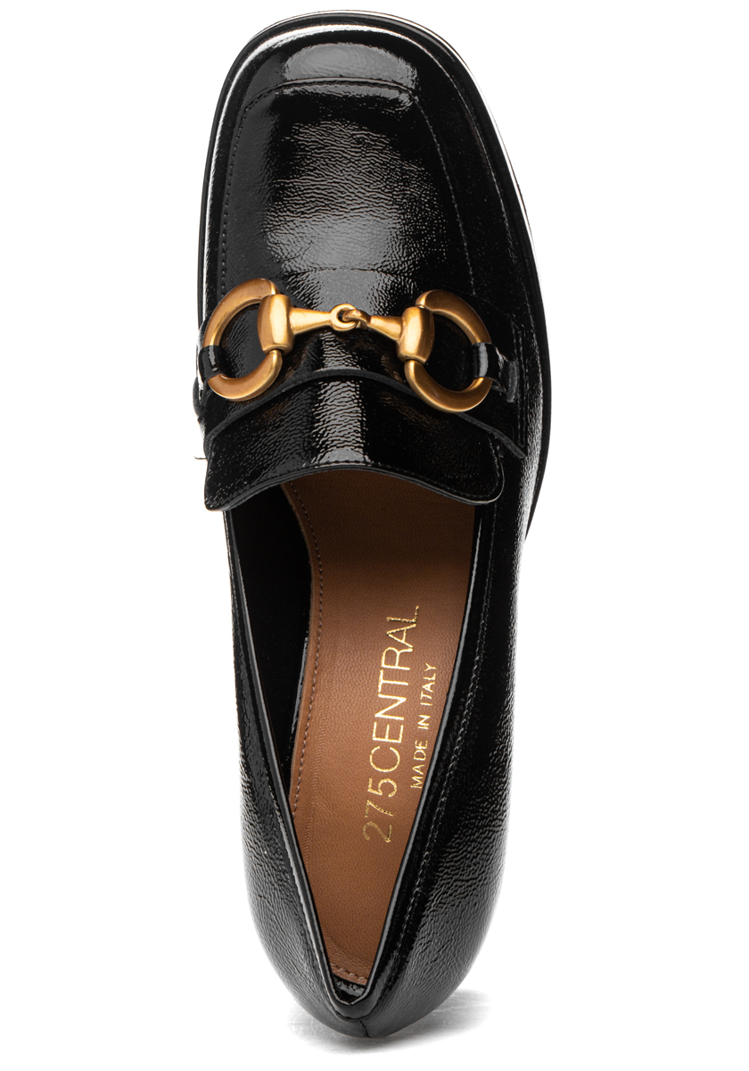 275 Central Cal Loafer Pump Black Crinkle Patent