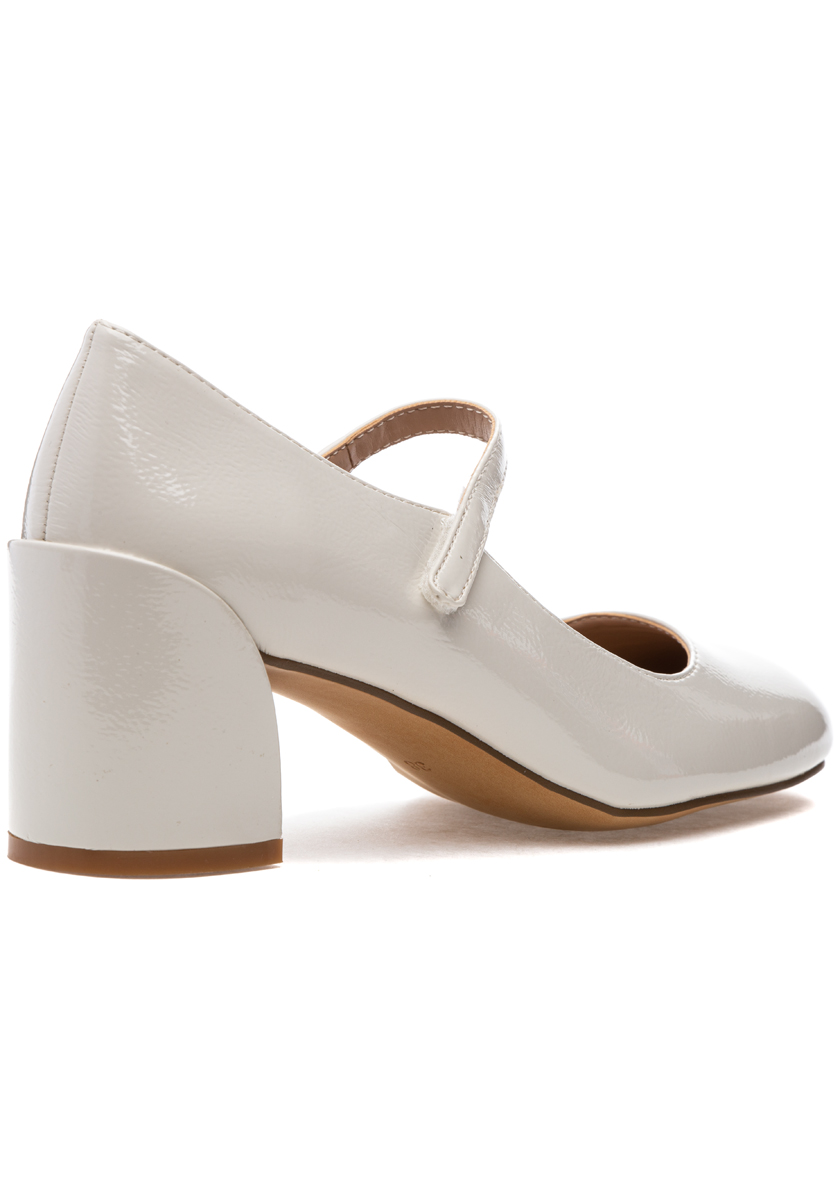 Silent D Korin Mary Jane Pump Oatmilk Crinkle Patent