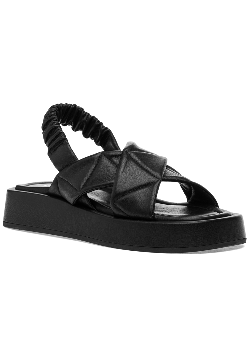 Black Shearling-lined quilted-leather sandals, Prada