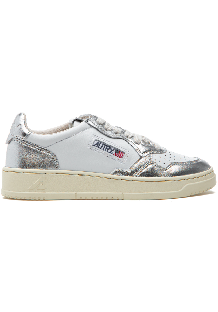 Autry Medalist Low Sneaker White Silver Leather