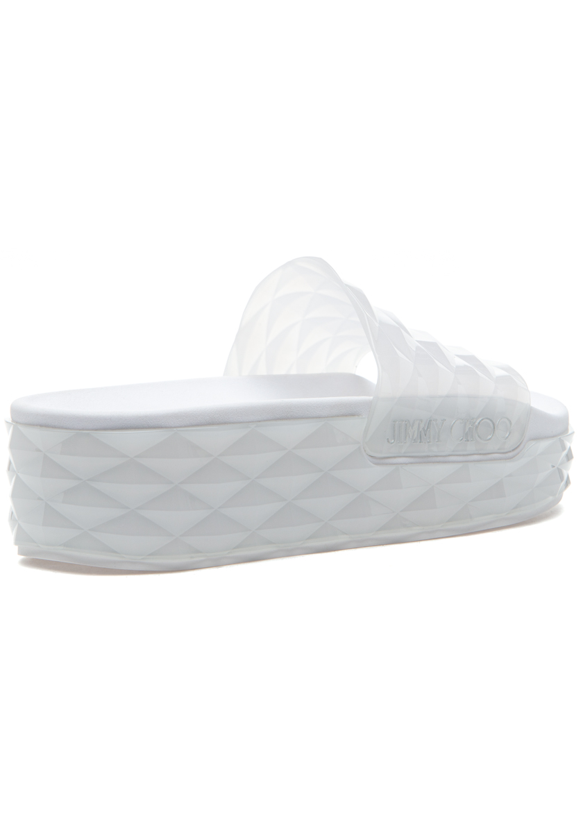 サンダル・ミュール Jimmy Choo DIAMOND SLIDE SANDALS Jimmy Choo Diamond Slide/F Sandal White