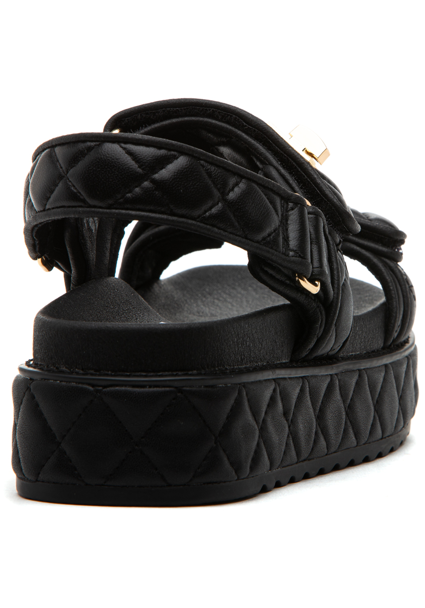 ★Steve Madden★ベスト商品★MONA QUILTED★サンダル Steve Madden Bigmona Sandal Black Quilted Leather