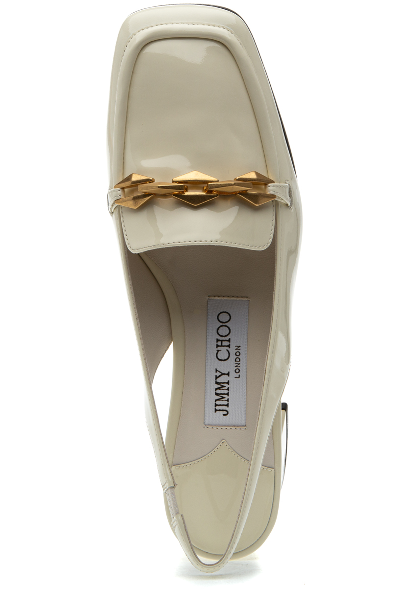 ト*ト様 ジミーチュウ Diamond Tilda 45 オフホワイト 37.5 Diamond Tilda 45 patent leather slingback pumps in white
