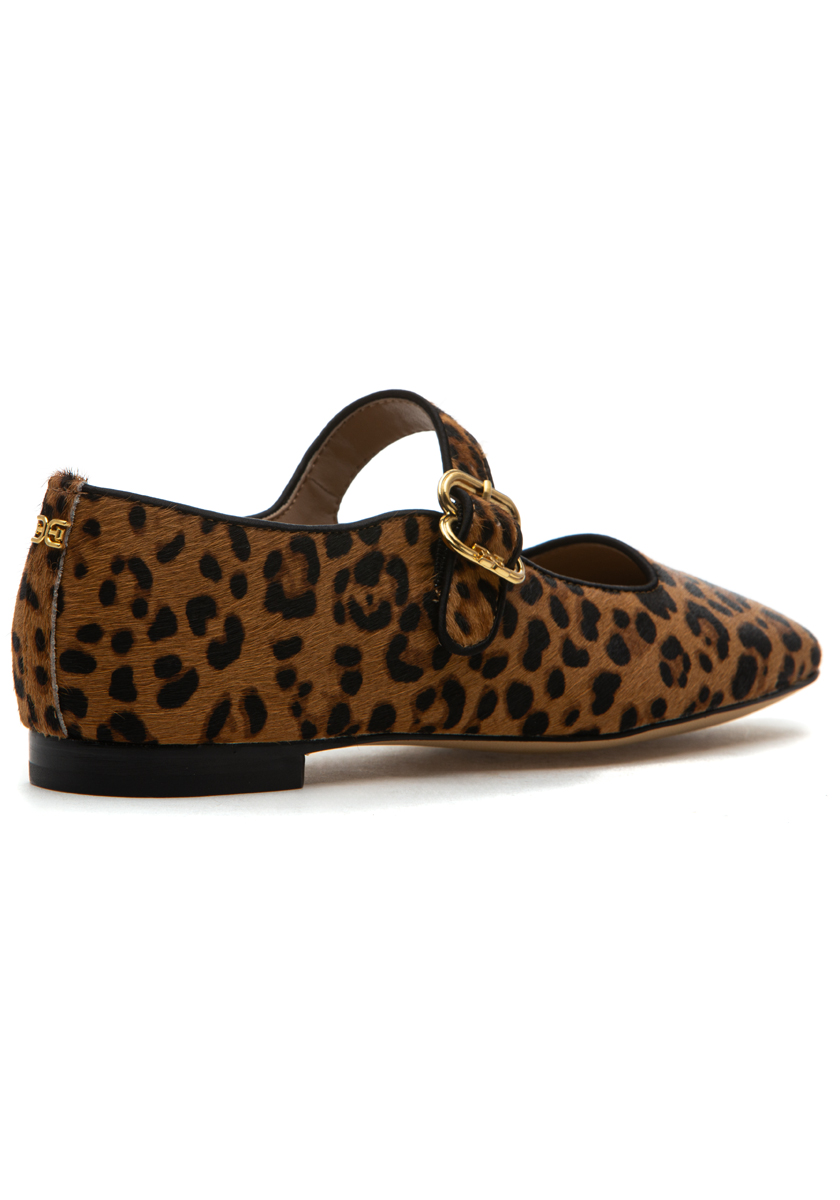 Michaela Mary Jane Flat Tan Leopard