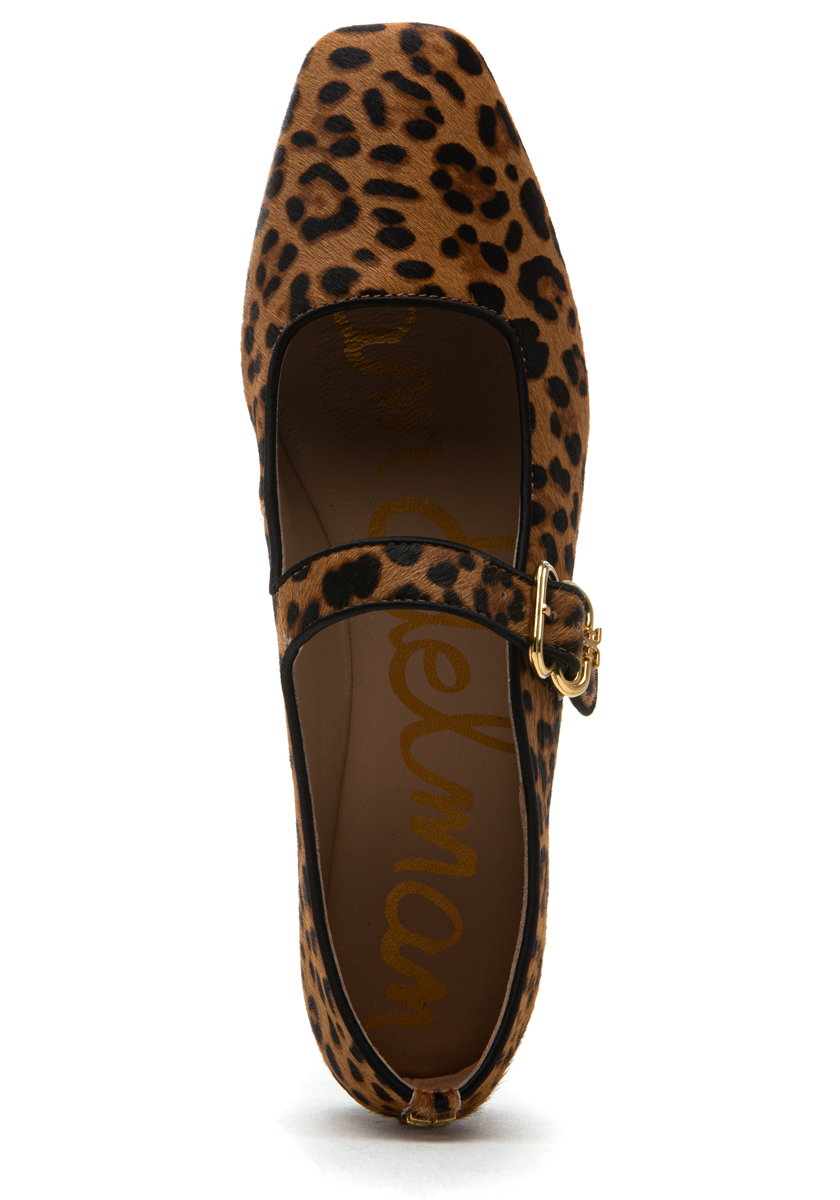 Michaela Mary Jane Flat Tan Leopard