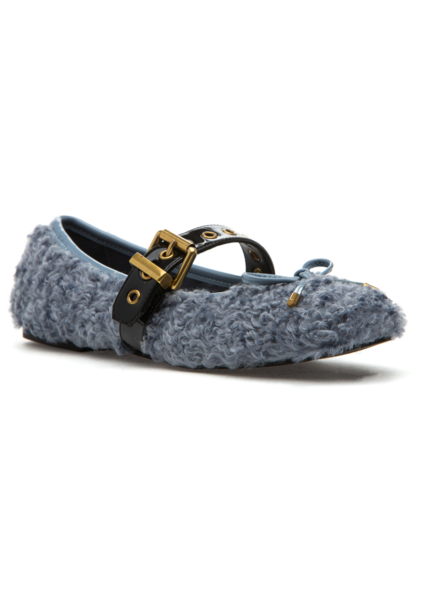 275 Central Cutie Mary Jane Flat Blue Sherpa