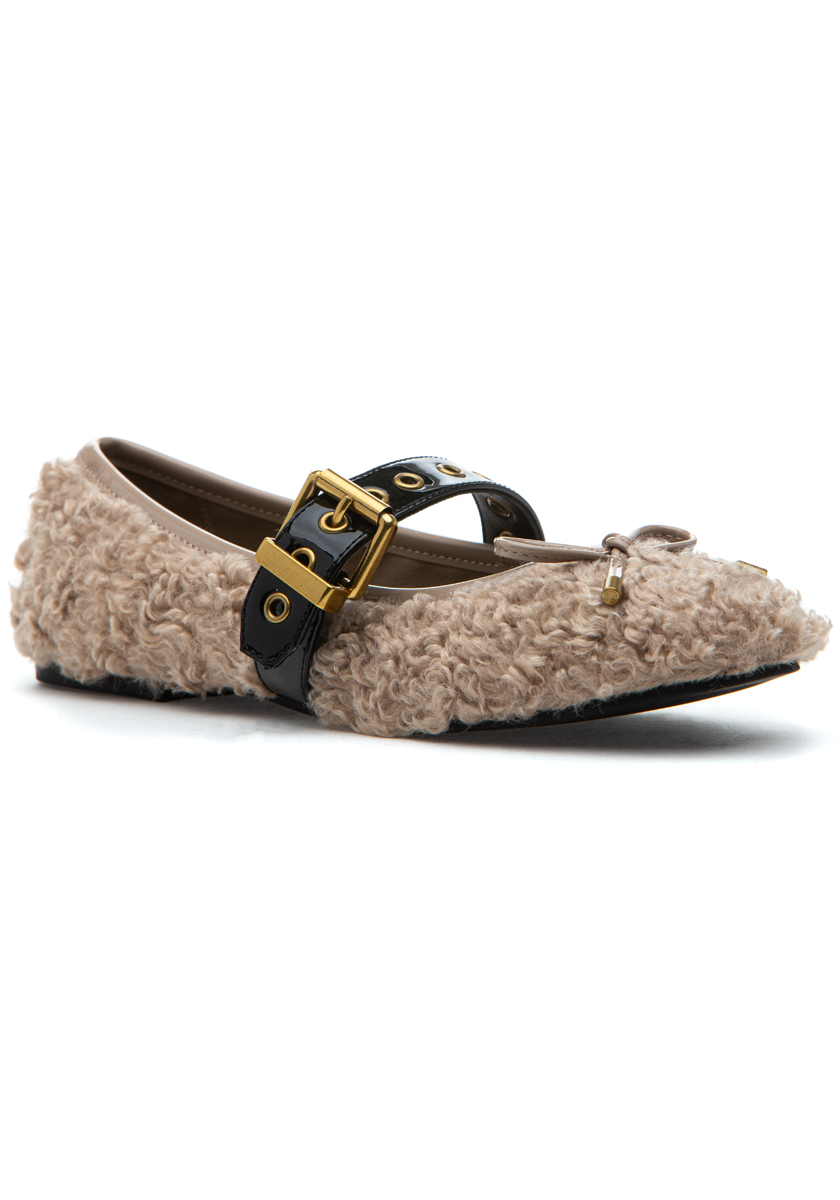 275 Central Cutie Mary Jane Flat Stone Sherpa