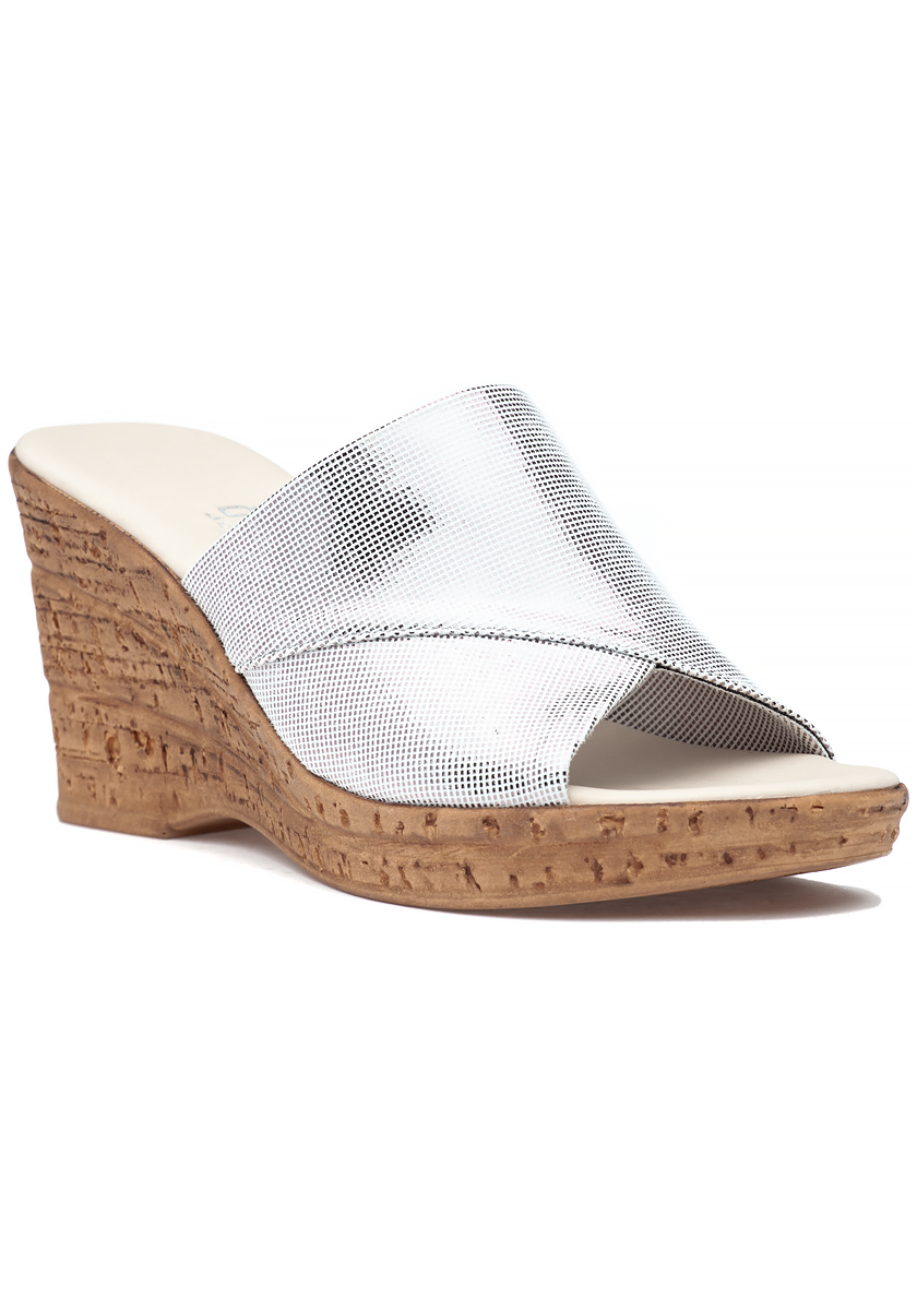 Onex for Jildor Christina 2 Wedge Sandal White Elastic
