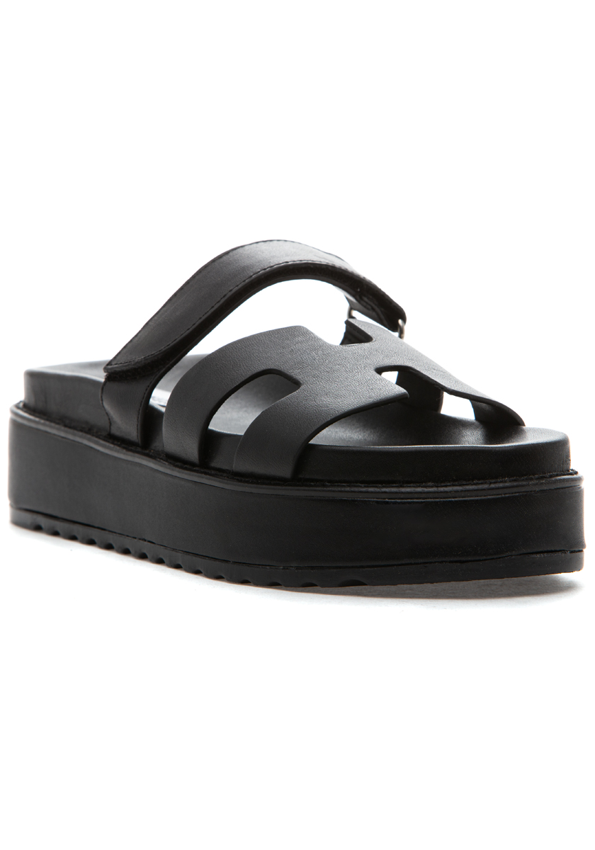 Steve Madden Bigmayven Sandal Black Leather