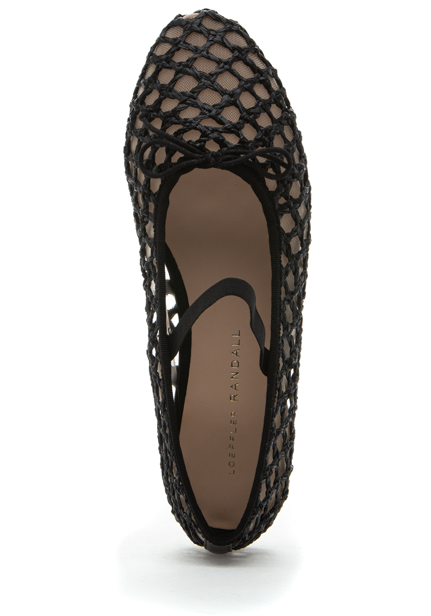 Loeffler Randall Leonie Mary Jane Flat Black Raffia