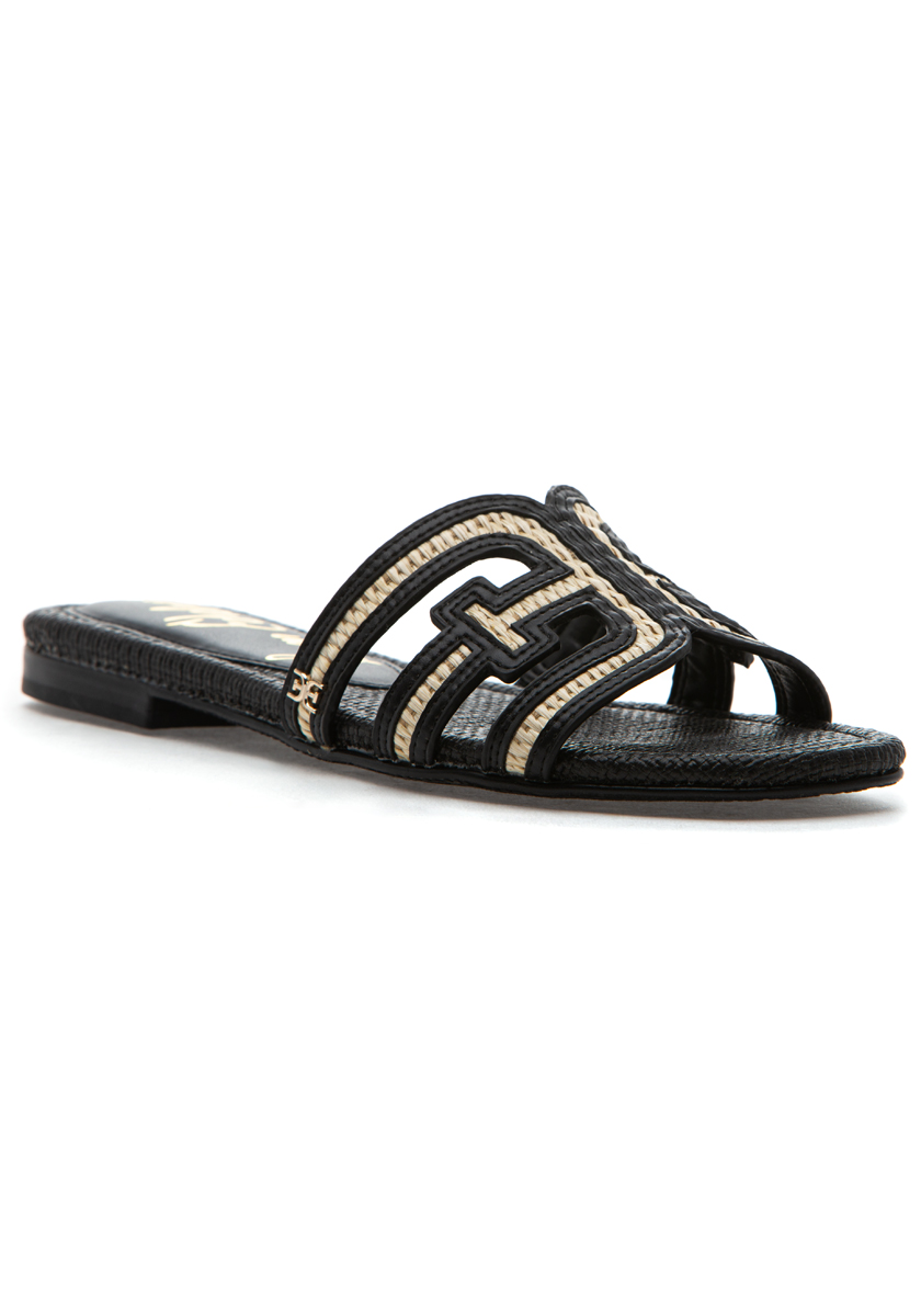 【Sam Edelman】★サム エデルマン★Bay Sandals★ Sam Edelman Bay Raffia and Leather Double E Logo Slide