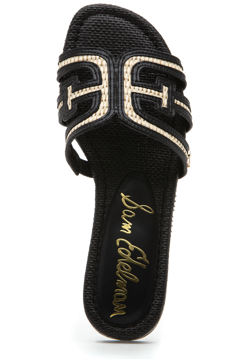 Sam Edelman Bay Sandal Black Linen/Faux Raffia