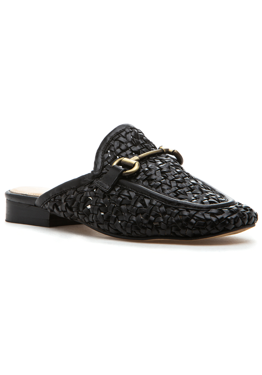 Silent D Cora Mule Black Woven Leather