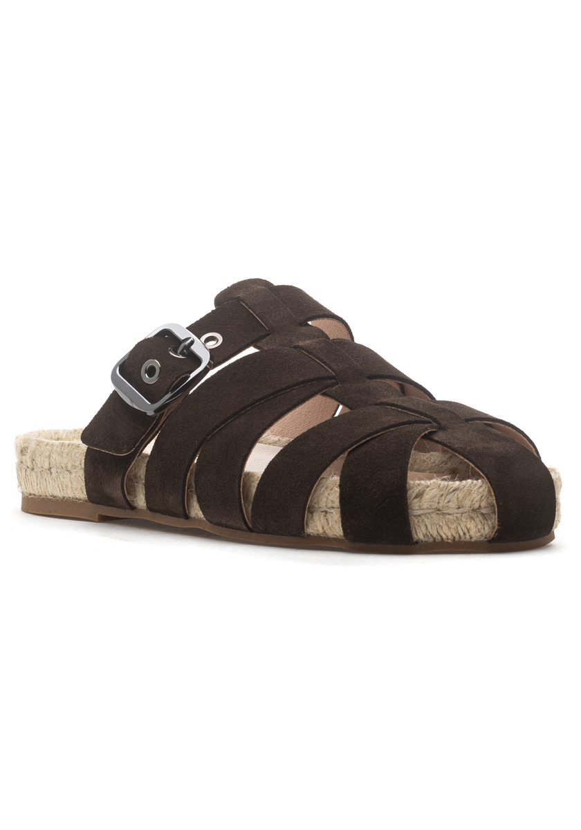 Margo Fisherman Espadrille Brown Suede