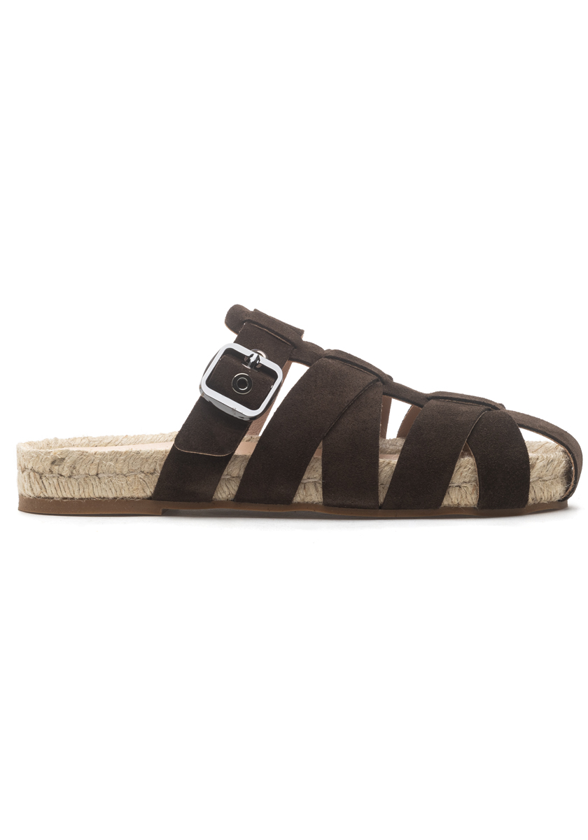 Margo Fisherman Espadrille Brown Suede